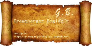 Gremsperger Boglár névjegykártya